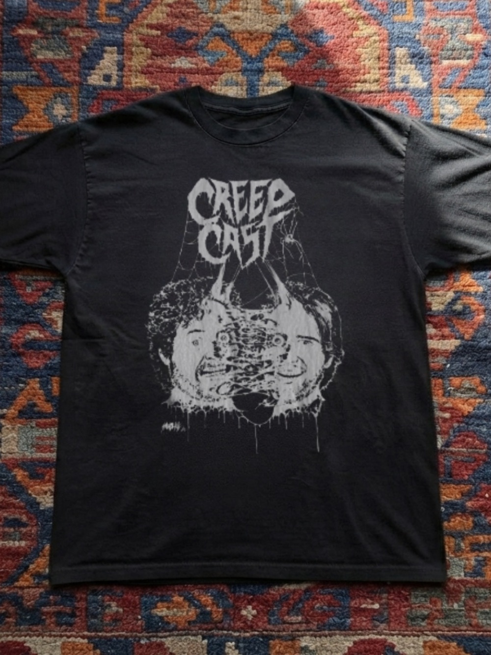 Gildan Black Short Sleeve Tee with White Creepy Graphic